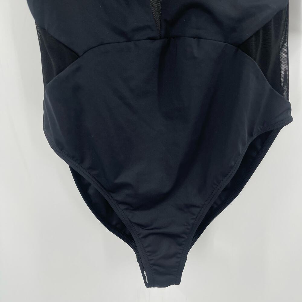 LA BLANCA Swimsuit Size 8 Black NWT Mesh Inset Cutout Swim Low Back Beach resort - Picture 10 of 16